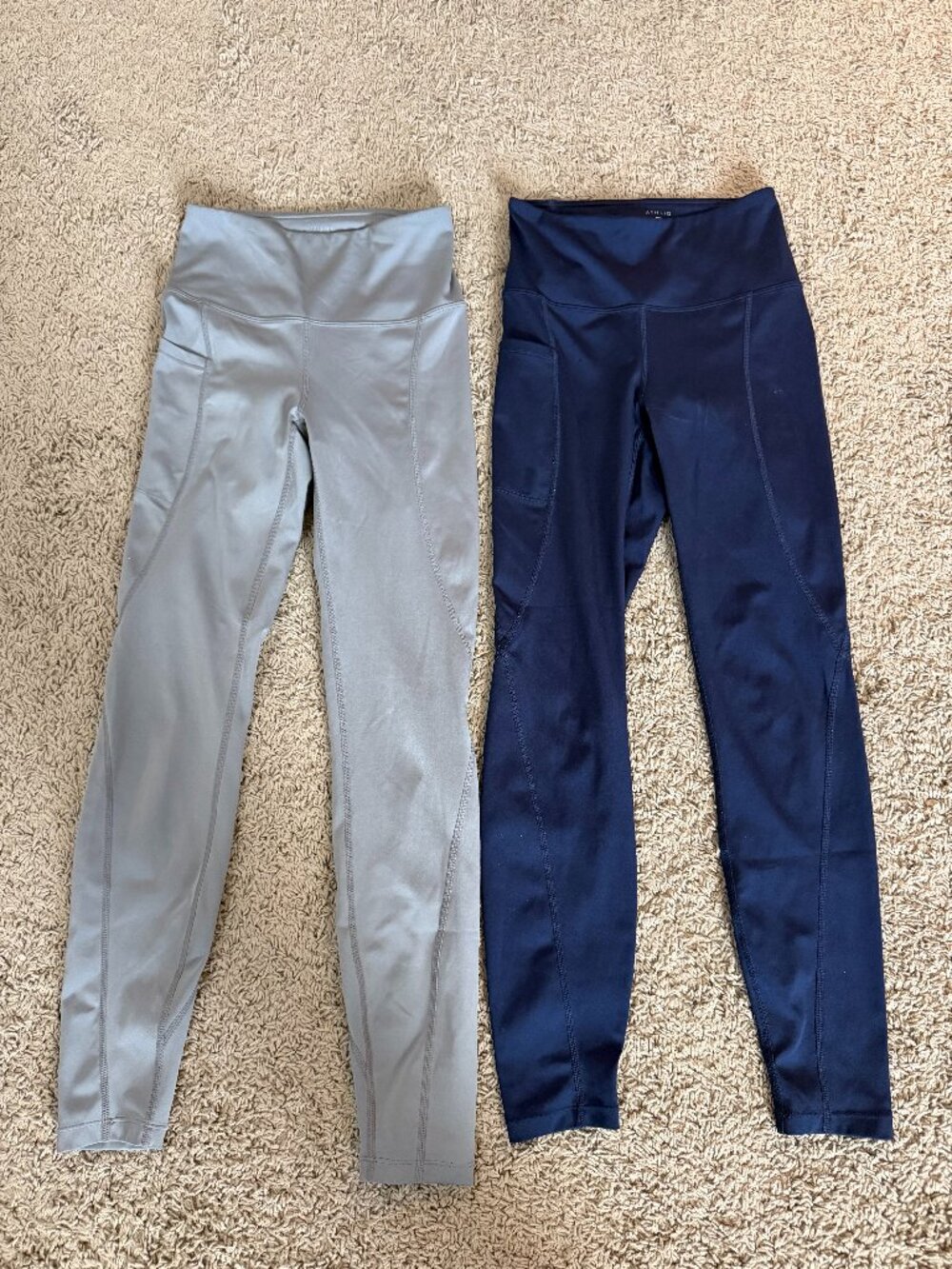 Athlio Athletic Legging (Grey/Navy Blue) Women's Small